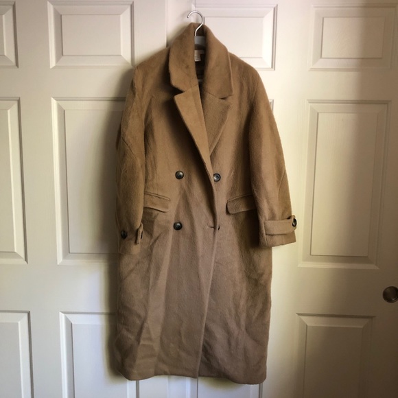 Hm Fuzzy Wool Camel Overcoat 